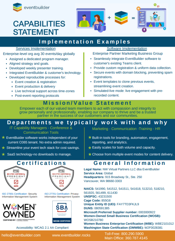 Eventbuilder capabilities statement